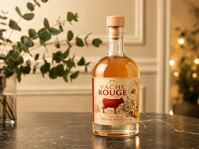 Rhum personnalisé La Vache Rouge pour un restaurant belge