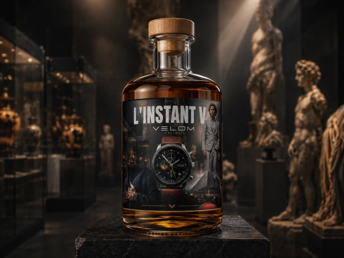 Rhum personnalisé L’Instant V créé pour Velom Watches