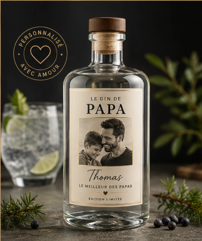 Gin personnalisé fête des pères avec photo
