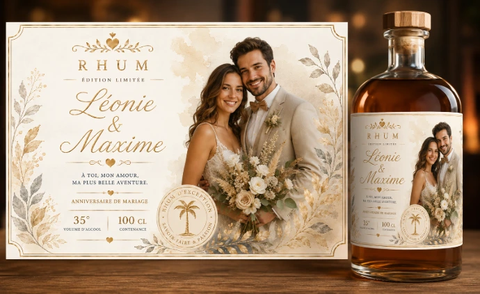 etiquette rhum personnalisé mariage
