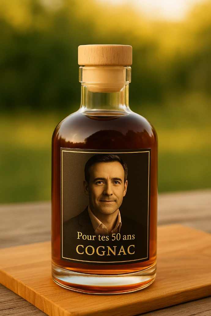 Cognac personnalisé anniversaire avec prénom et photo